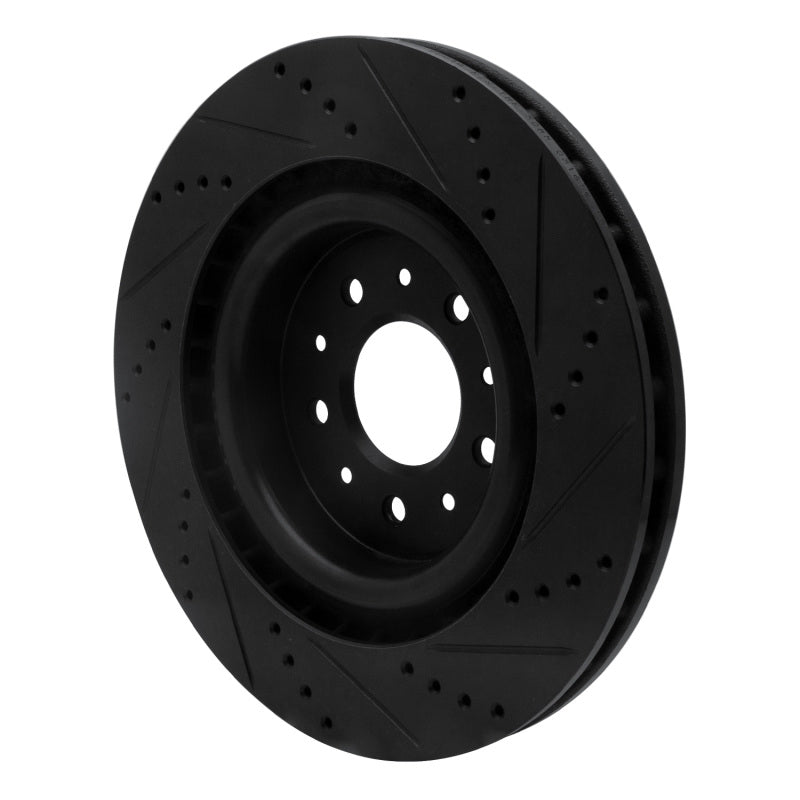 R1 00-06 Jaguar XKR Front Left Drilled & Slotted Black Brake Rotor