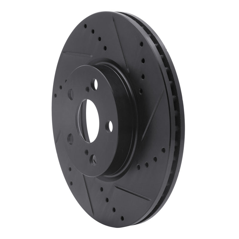 R1 08-19 Pontiac Vibe Front Right Drilled & Slotted Black Brake Rotor