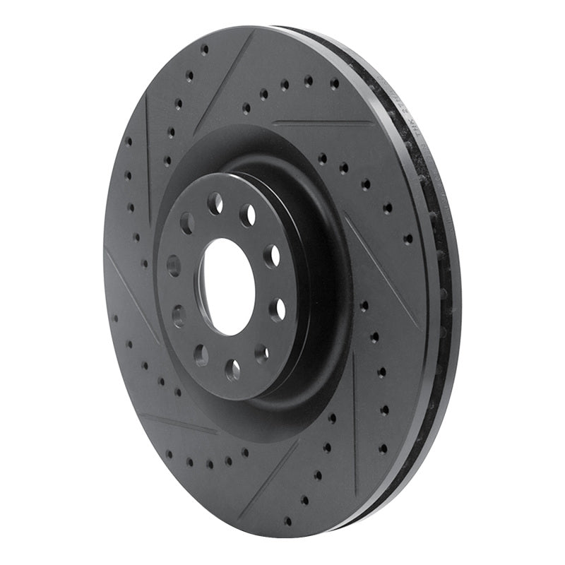 R1 06-13 Audi S3 (Mexico) Front Left Drilled & Slotted Black Brake Rotor