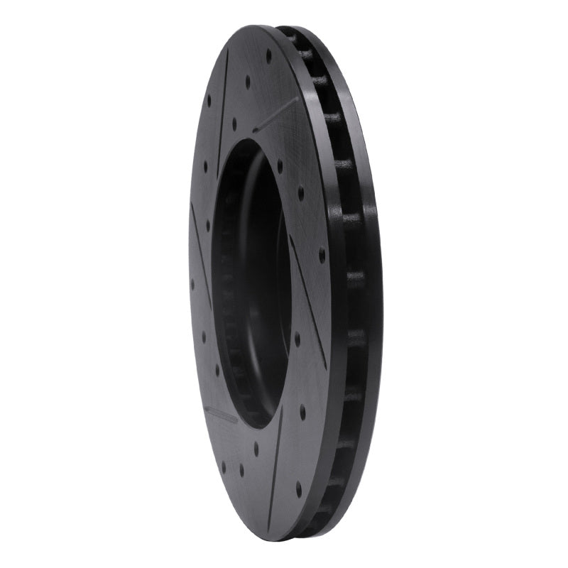 R1 12-18 Ford C-MAX Front Right Drilled & Slotted Black Brake Rotor