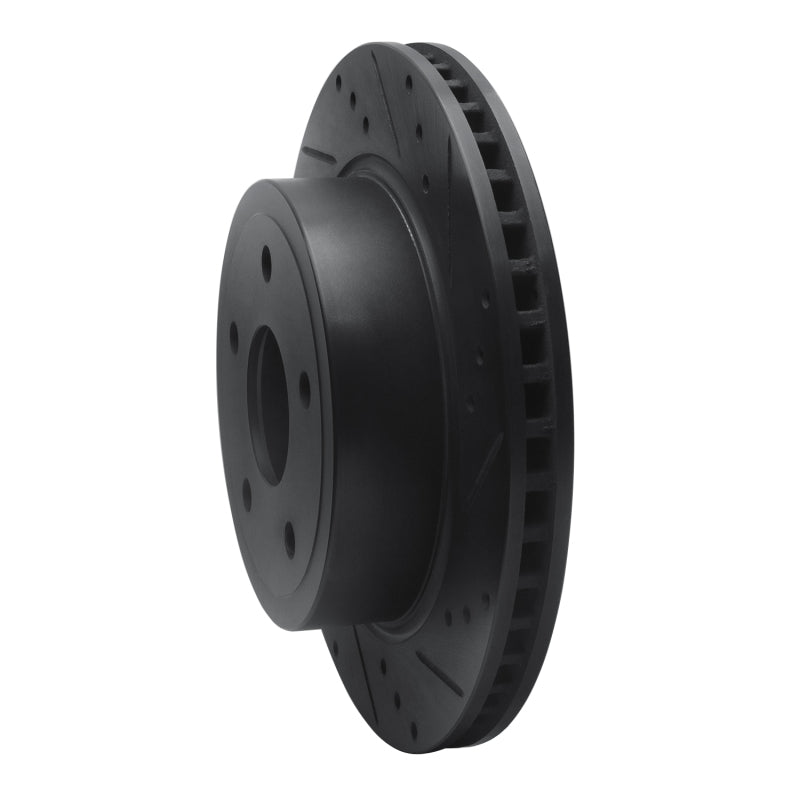 R1 04-06 Dodge Ram 1500 Pickup Rear Right Drilled & Slotted Black Brake Rotor