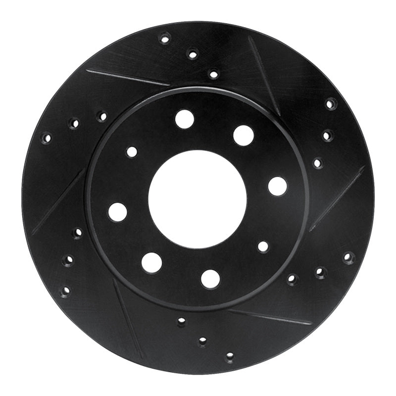 R1 88-07 Dodge Colt Front Right Drilled & Slotted Black Brake Rotor