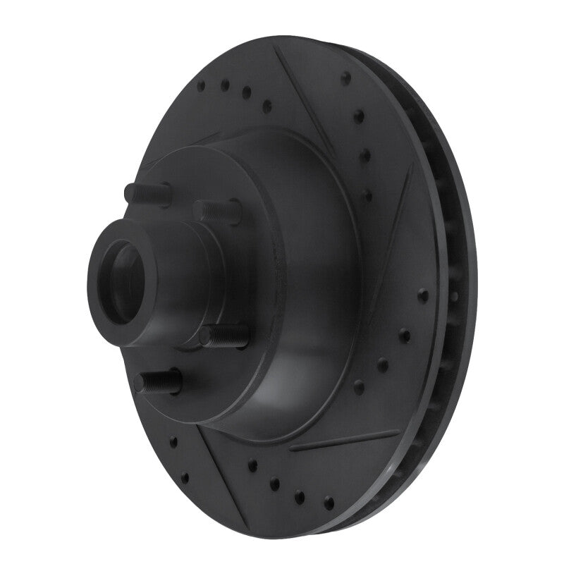 R1 71-81 Chrysler New Yorker Front Right Drilled & Slotted Black Brake Rotor