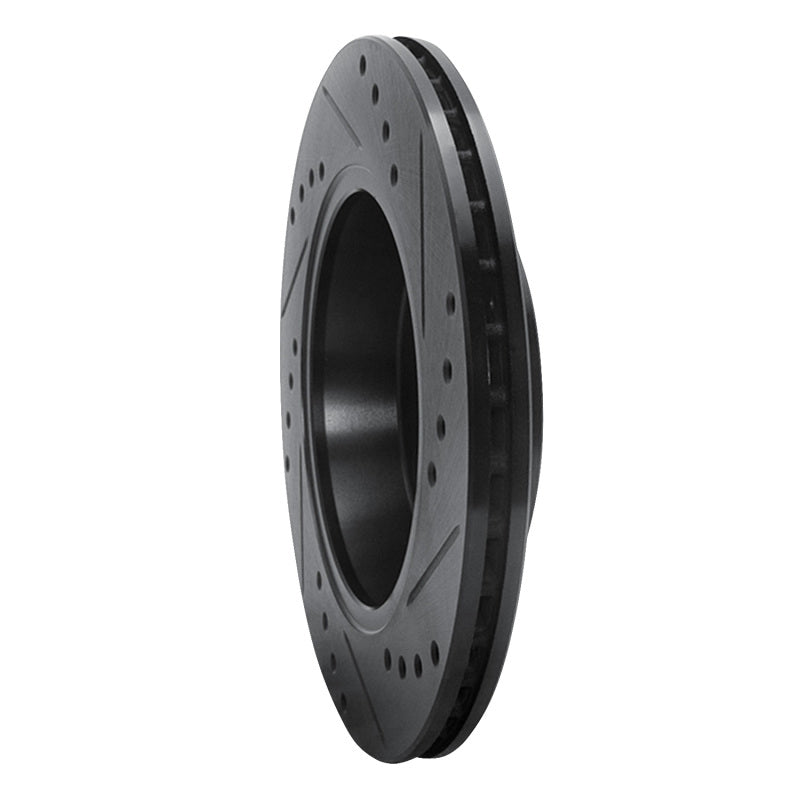 R1 85-91 Audi 5000CS Turbo Quattro Rear Left Drilled & Slotted Black Brake Rotor