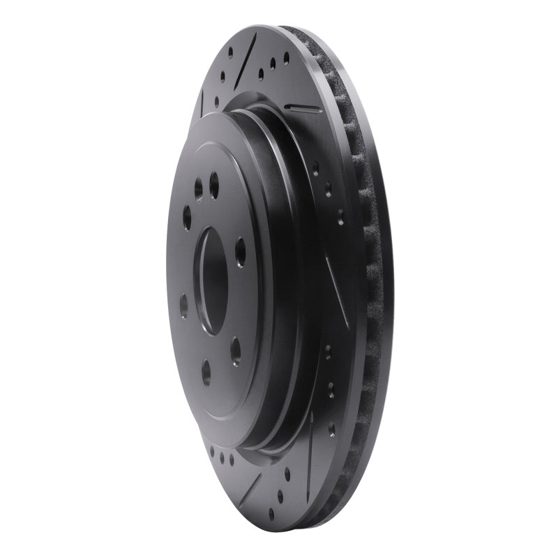 R1 10-16 Cadillac SRX Rear Left Drilled & Slotted Black Brake Rotor