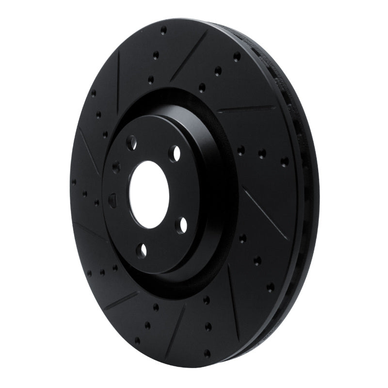 R1 12-15 Audi TTS Quattro Front Left Drilled & Slotted Black Brake Rotor