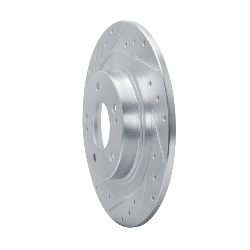 R1 13-25 Mitsubishi Outlander PHEV Rear Left Drilled & Slotted Silver Brake Rotor