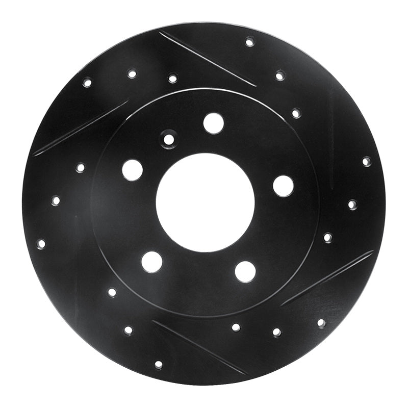 R1 04-16 Buick Allure Rear Right Drilled & Slotted Black Brake Rotor