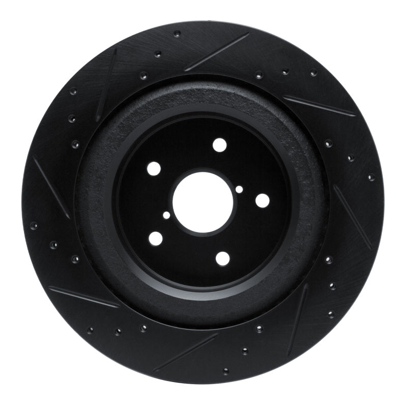 R1 -25 Subaru Ascent Rear Right Drilled & Slotted Black Brake Rotor