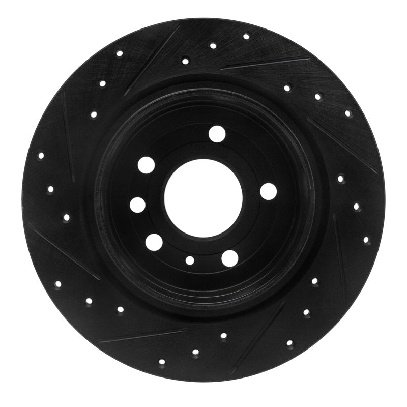 R1 99-10 Saab 9-5 Rear Right Drilled & Slotted Black Brake Rotor