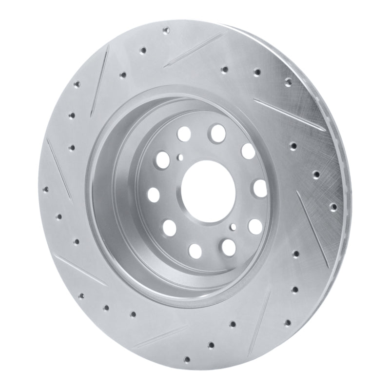 R1 07-17 Lexus LS460 Right Rear Drilled & Slotted Silver Brake Rotor