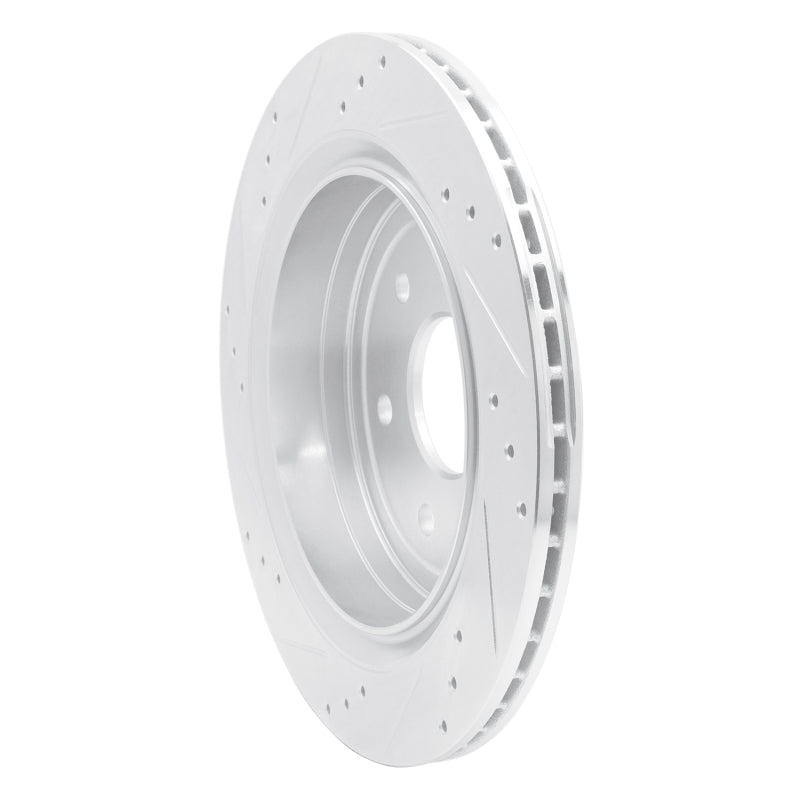 R1 13-19 Cadillac XTS Rear Right Drilled & Slotted Silver Brake Rotor