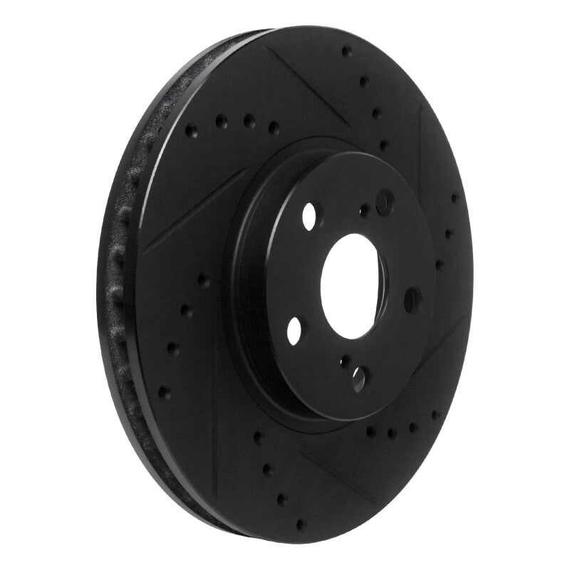 R1 94-99 Toyota Celica Front Right Drilled & Slotted Black Brake Rotor