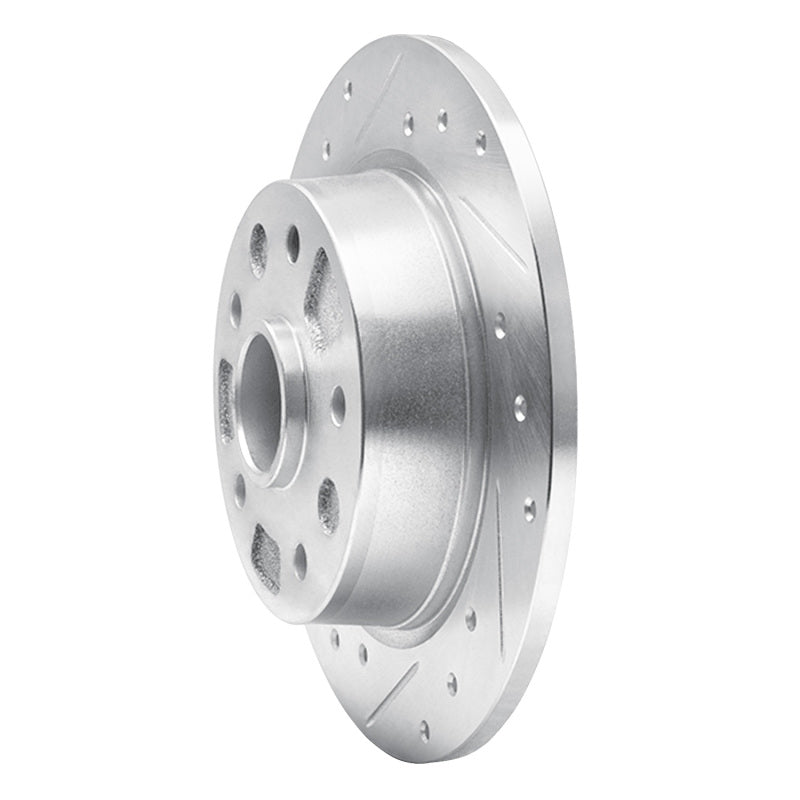 R1 88-92 Ford Probe Rear Left Drilled & Slotted Silver Brake Rotor