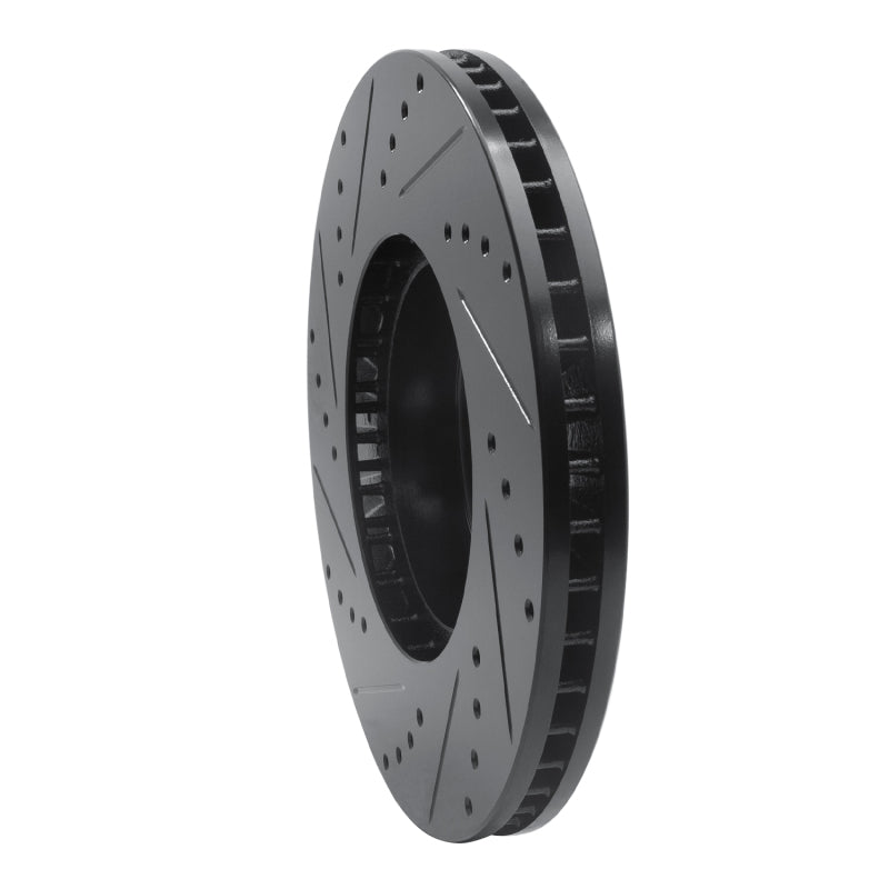 R1 05-18 Subaru Forester Front Right Drilled & Slotted Black Brake Rotor