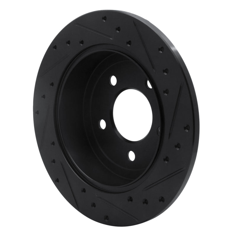 R1 97-07 Chrysler Town & Country Rear Left Drilled & Slotted Black Brake Rotor