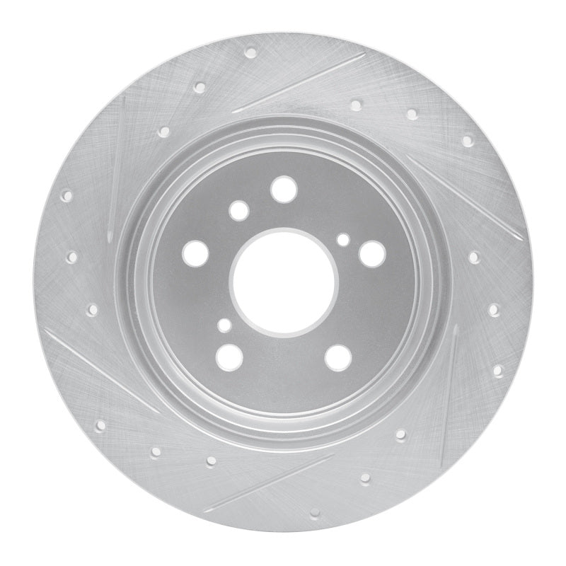 R1 99-03 Lexus RX300 Rear Right Drilled & Slotted Silver Brake Rotor