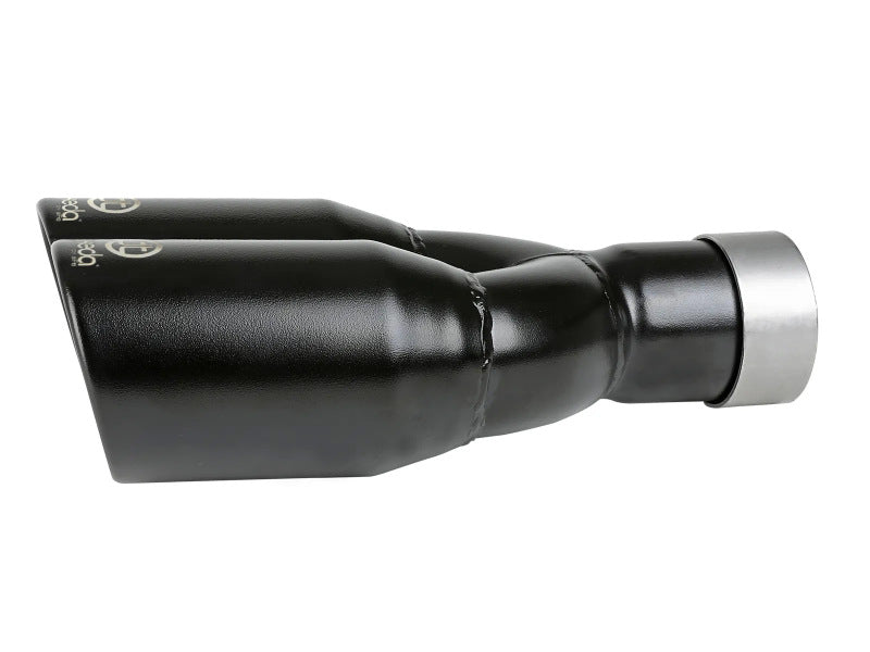 aFe Takeda 304 Stainless Steel Clamp-on Exhaust Tip Black 2-1/2ininlet x 3-1/2in Outlet X 12in L