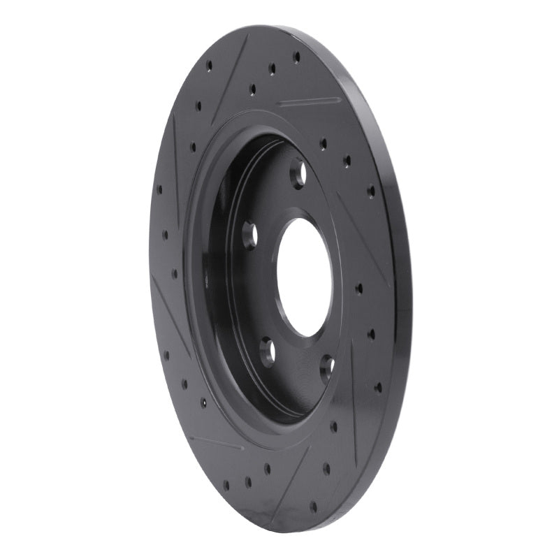 R1 08-16 Chrysler Town & Country Rear Right Drilled & Slotted Black Brake Rotor