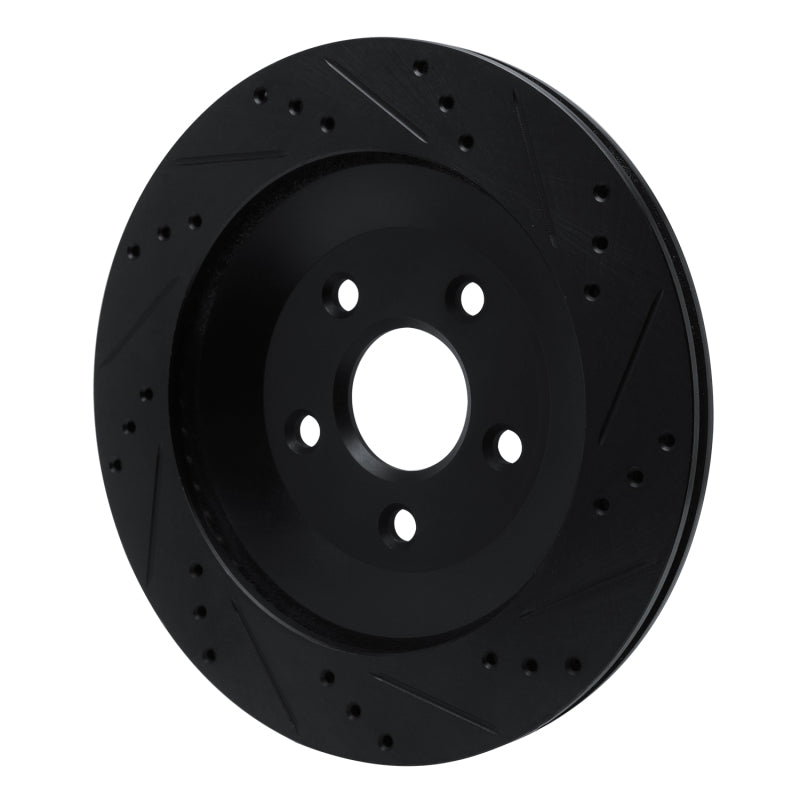 R1 04-07 Ford Freestar Rear Left Drilled & Slotted Black Brake Rotor