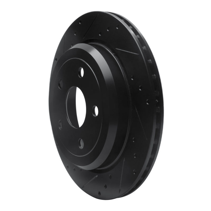 R1 11-25 Dodge Durango Rear Left Drilled & Slotted Black Brake Rotor