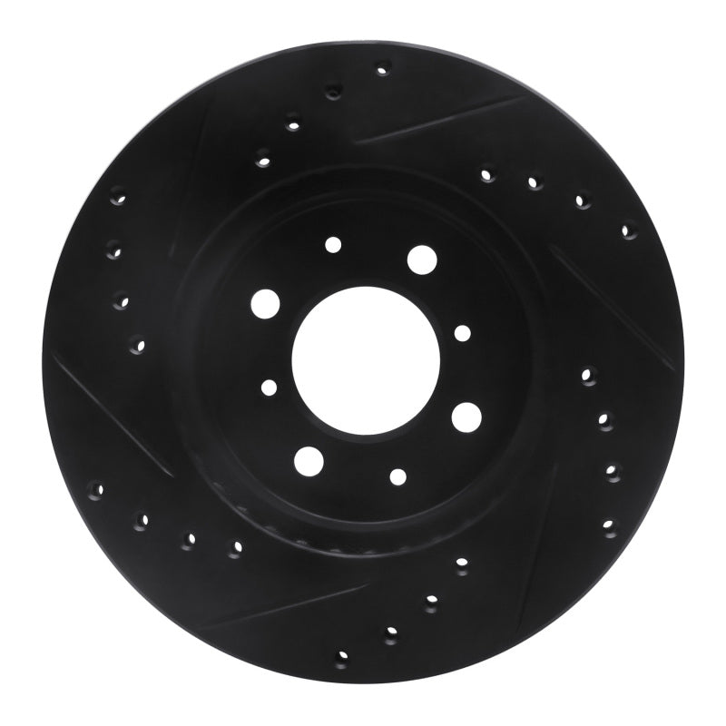 R1 88-91 Honda Accord Sedan Front Right Drilled & Slotted Black Brake Rotor