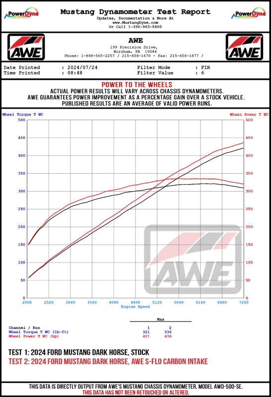 AWE Tuning 24-26 Ford S650 Mustang GT/Dark Horse S-FLO Carbon Intake