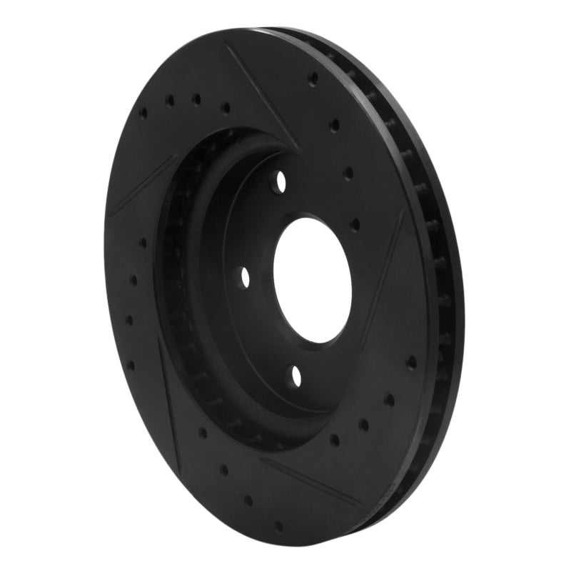 R1 07-17 Dodge CALIBER Front Left Drilled & Slotted Black Brake Rotor