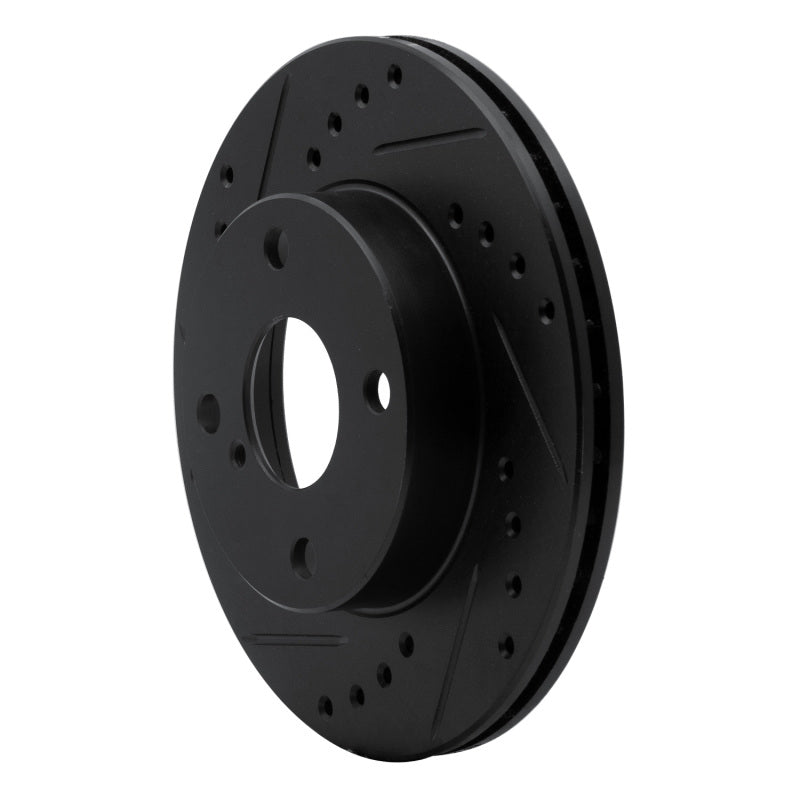 R1 90-93 Mazda Miata Front Left Drilled & Slotted Black Brake Rotor