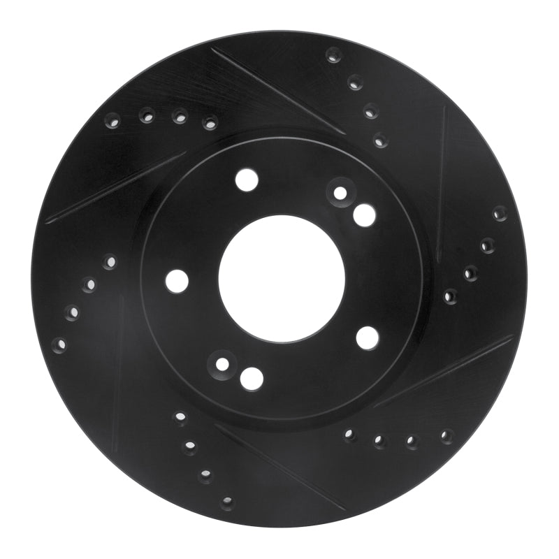 R1 2011-2025 Hyundai Elantra GT Front Right Drilled & Slotted Black Brake Rotor
