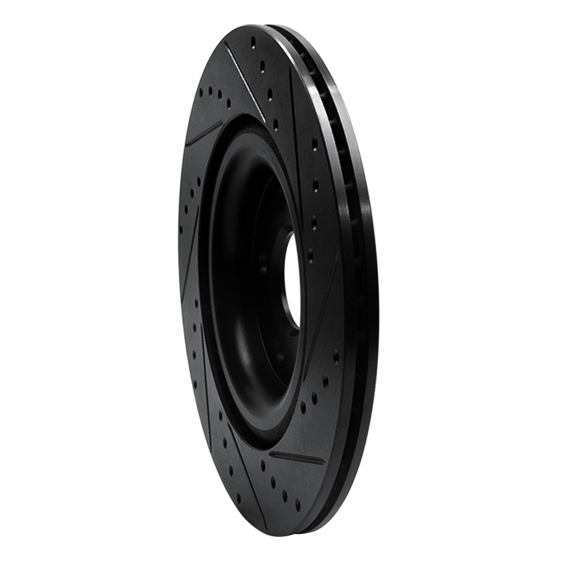 R1 14-21 Jaguar F-Type Rear Left Drilled & Slotted Black Brake Rotor
