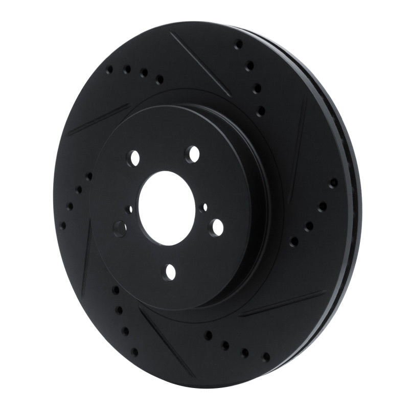 R1 17-23 Subaru Impreza Front Right Drilled & Slotted Black Brake Rotor