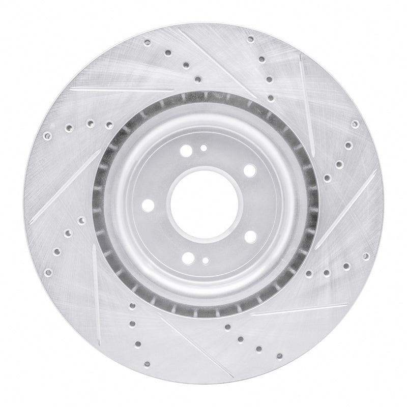 R1 08-15 Mitsubishi Lancer Front Left Drilled & Slotted Silver Brake Rotor