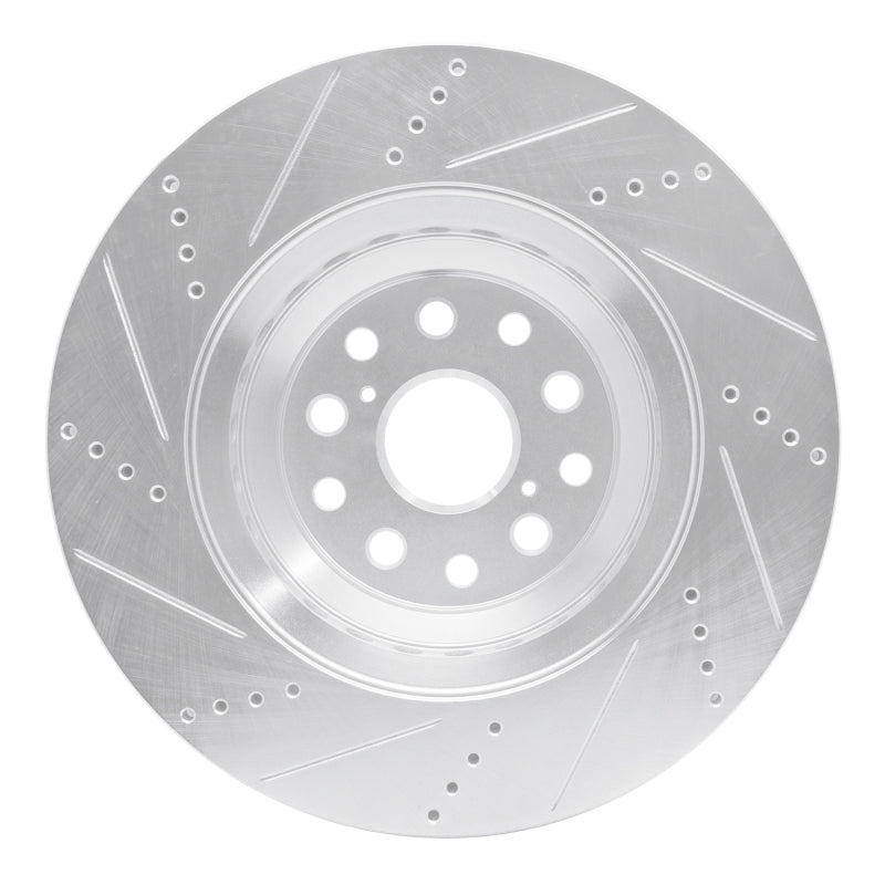 R1 07-23 Lexus LS600h Right Front Drilled & Slotted Silver Brake Rotor