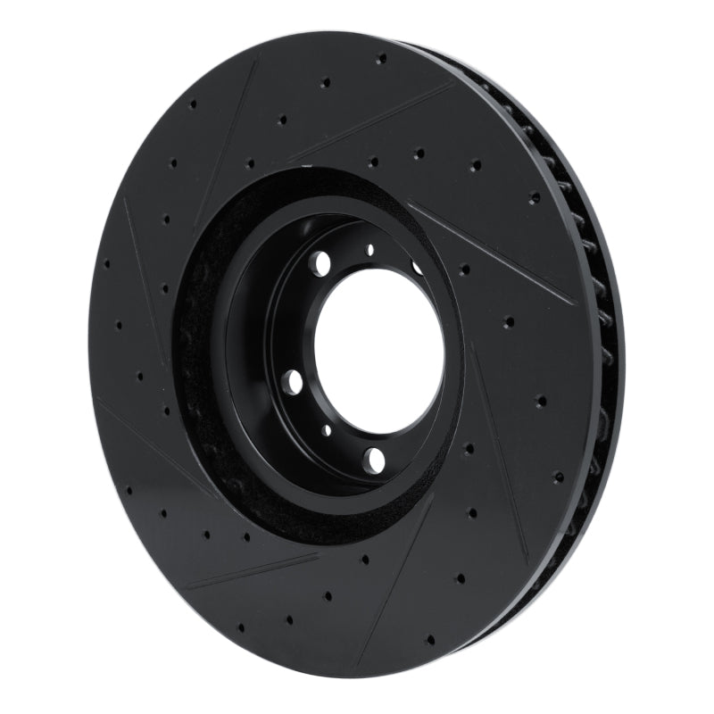 R1 10-24 Audi RS e-Tron GT Right Front Drilled & Slotted Black Brake Rotor