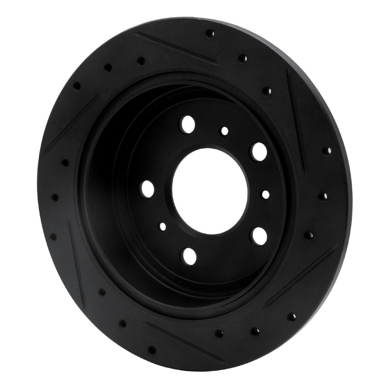 R1 06-10 Buick Allure Rear Left Drilled & Slotted Black Brake Rotor