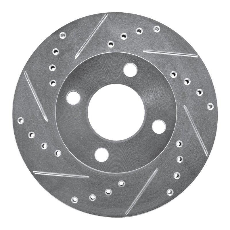 R1 78-92 Audi 80 Front Left Drilled & Slotted Silver Brake Rotor