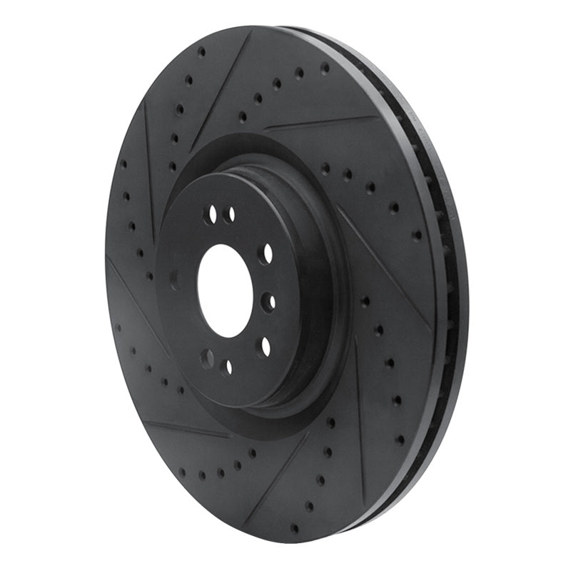 R1 07-09 Mercedes-Benz GL320 Front Left Drilled & Slotted Black Brake Rotor