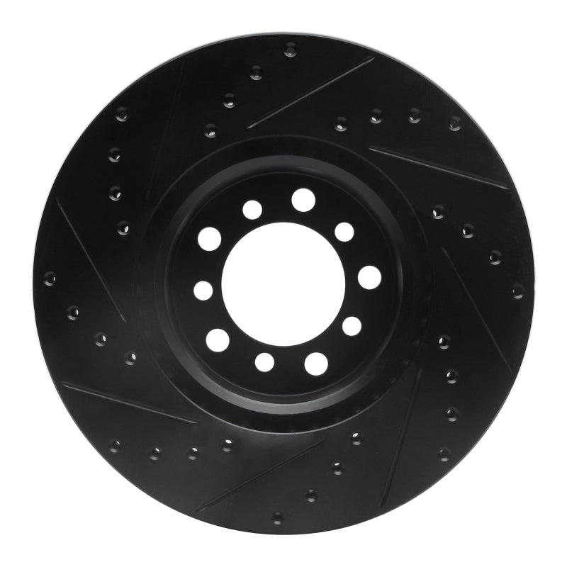 R1 85-91 Mercedes-Benz 300SD Front Right Drilled & Slotted Black Brake Rotor