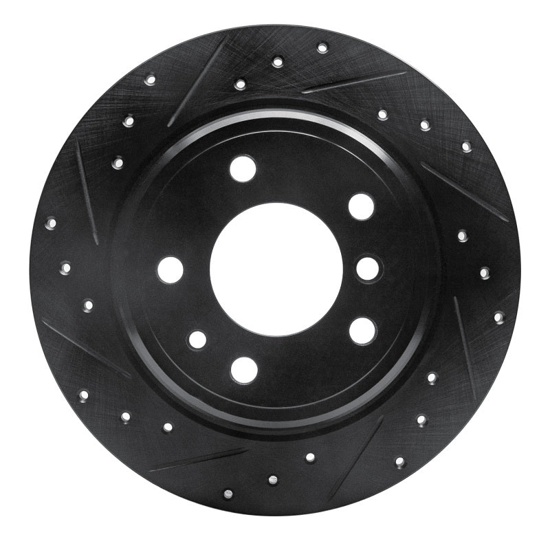 R1 89-95 BMW 530I Rear Left Drilled & Slotted Black Brake Rotor