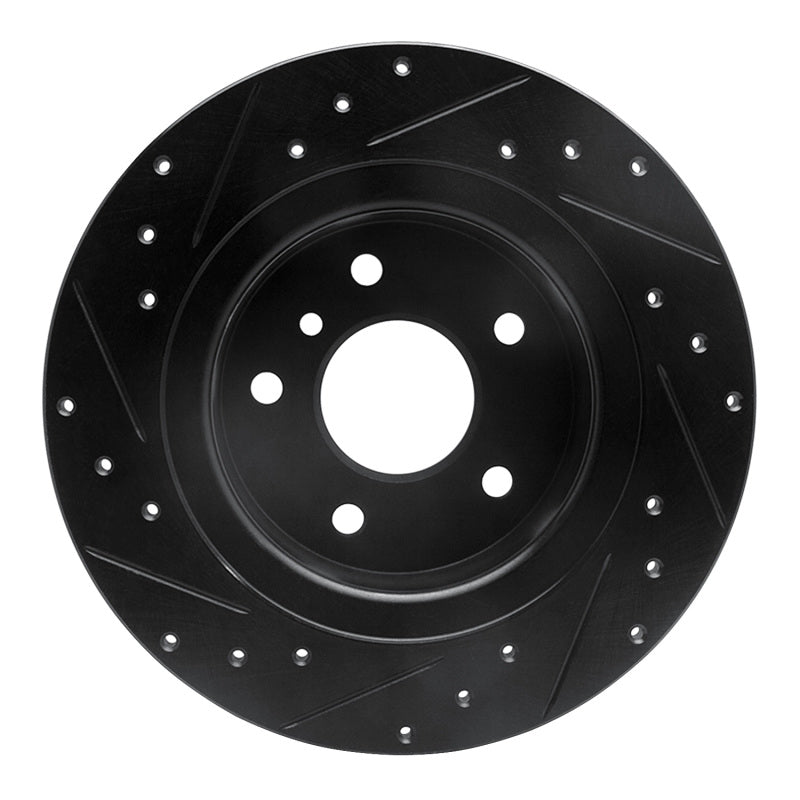 R1 94-04 Land Rover Discovery Rear Right Drilled & Slotted Black Brake Rotor