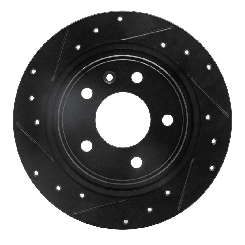 R1 11-19 Buick Verano Rear Left Drilled & Slotted Black Brake Rotor