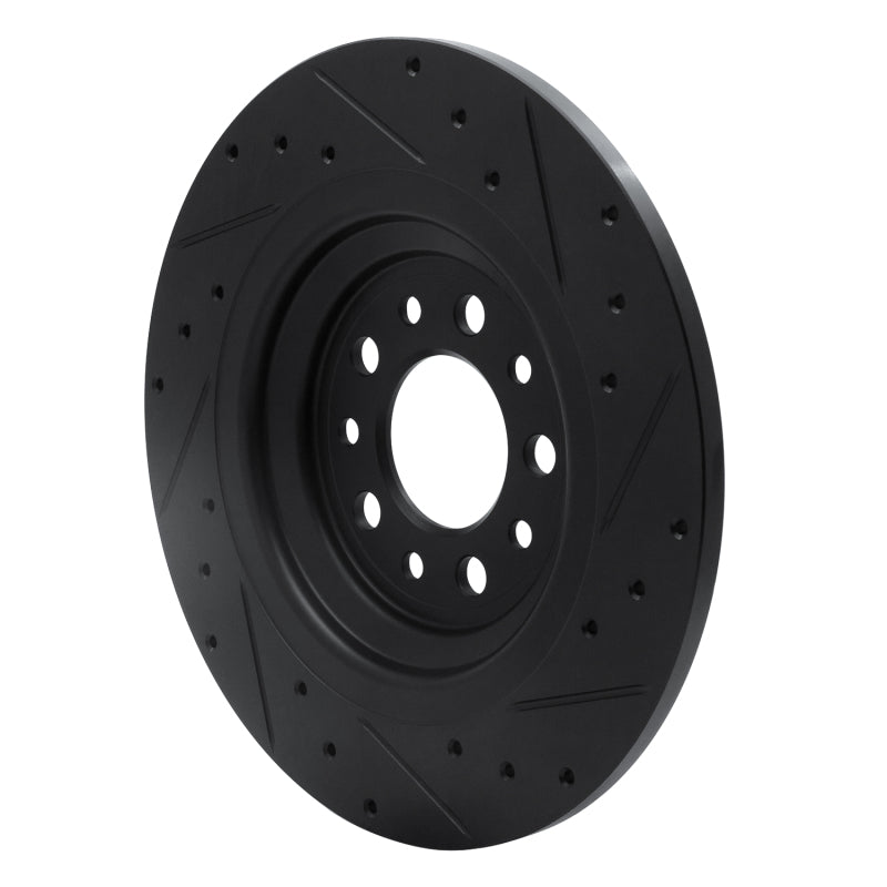 R1 14-23 Jeep Cherokee Rear Left Drilled & Slotted Black Brake Rotor