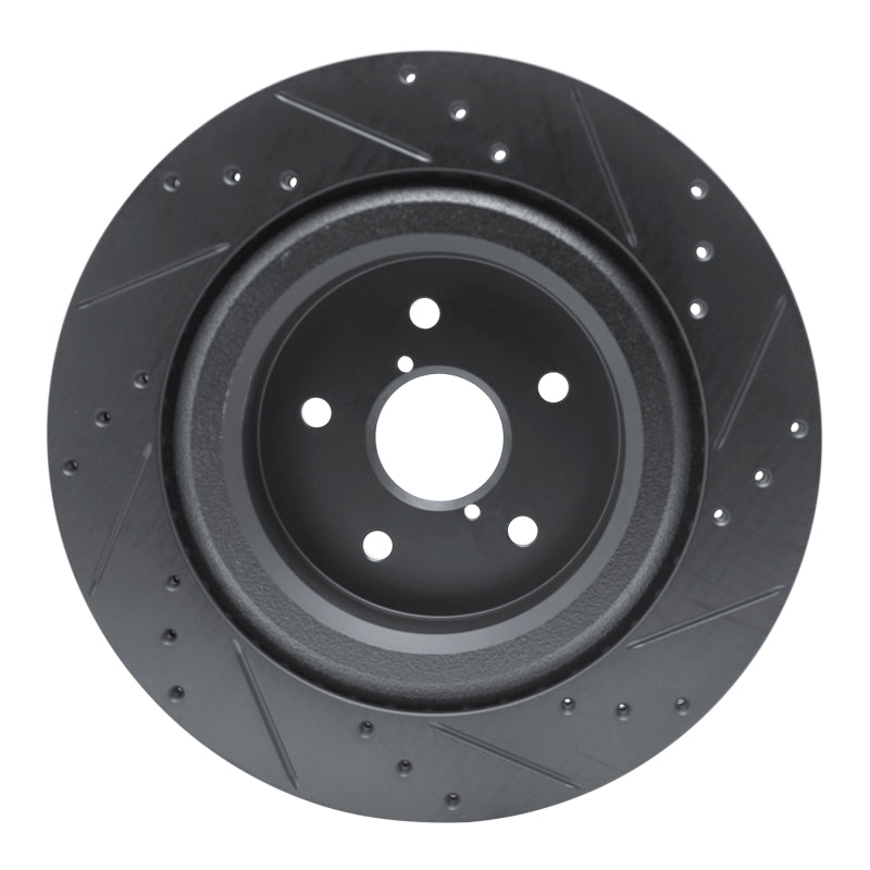 R1 -25 Subaru Ascent Rear Left Drilled & Slotted Black Brake Rotor