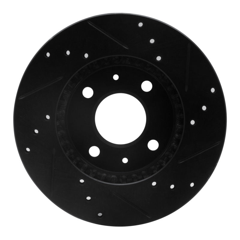 R1 95-00 Nissan 200SX Front Left Drilled & Slotted Black Brake Rotor