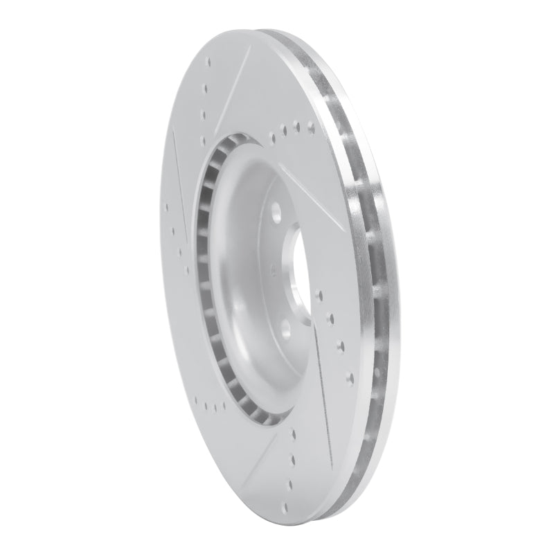 R1 2016-2025 Fiat 124 Spider Front Right Drilled & Slotted Silver Brake Rotor