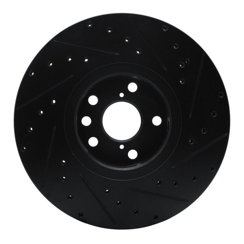R1 06-20 Lexus GS350 Left Front Drilled & Slotted Black Brake Rotor