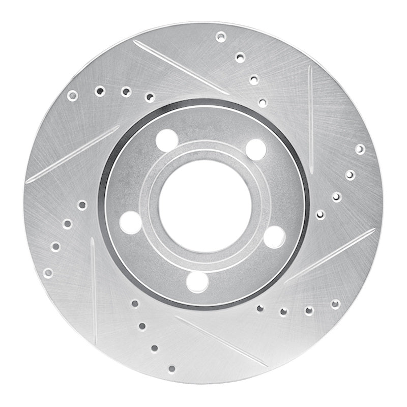 R1 85-91 Audi 200 Front Right Drilled & Slotted Silver Brake Rotor