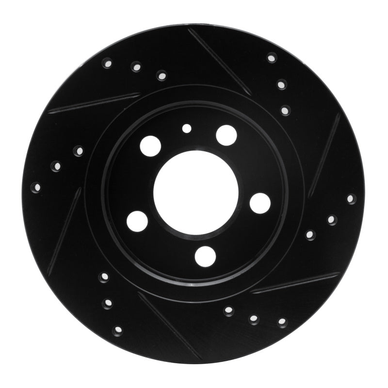 R1 00-06 Audi TT Quattro Rear Left Drilled & Slotted Black Brake Rotor