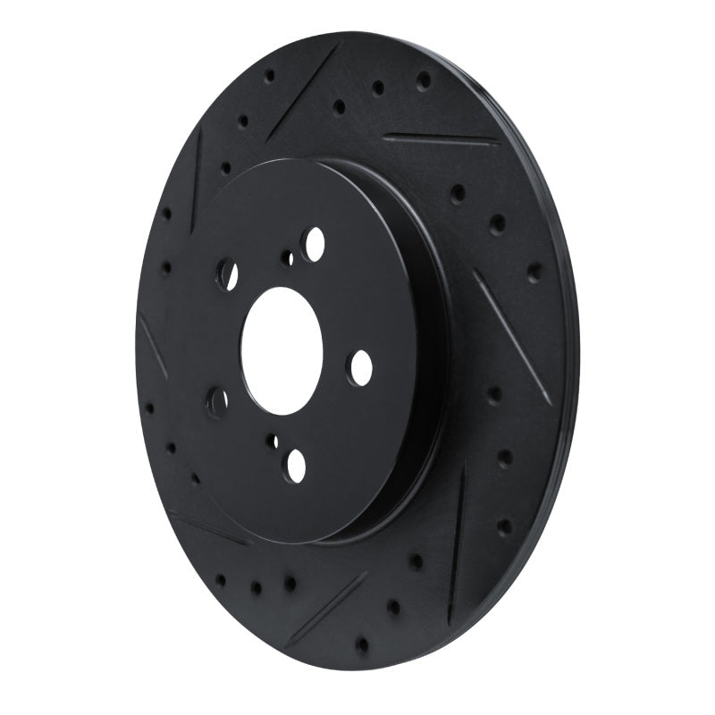 R1 11-17 Lexus CT200H Rear Left Drilled & Slotted Black Brake Rotor